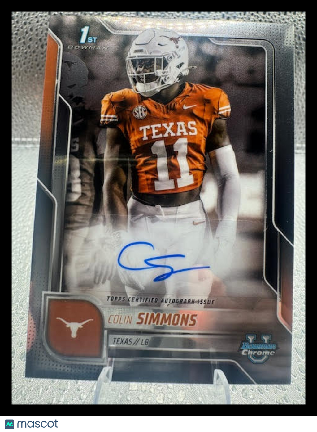 2025 Bowman Chrome - Colin Simmons - Bowman 1st Auto - U of Texas - #BCA-CS