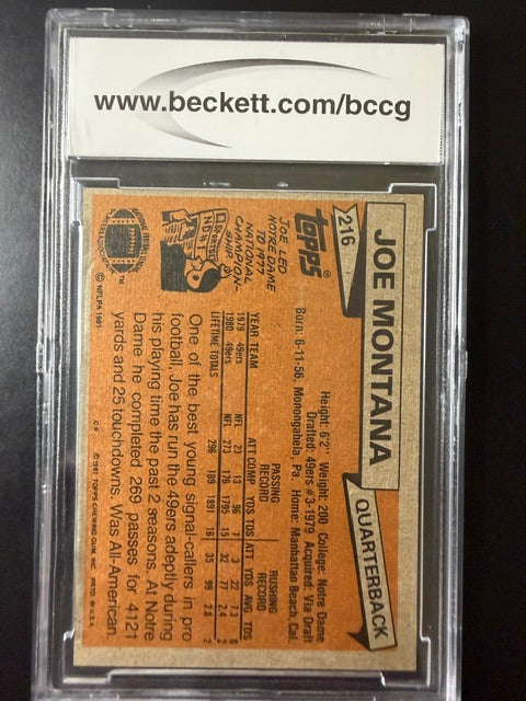 1981 Topps Joe Montana #216 BGS 10