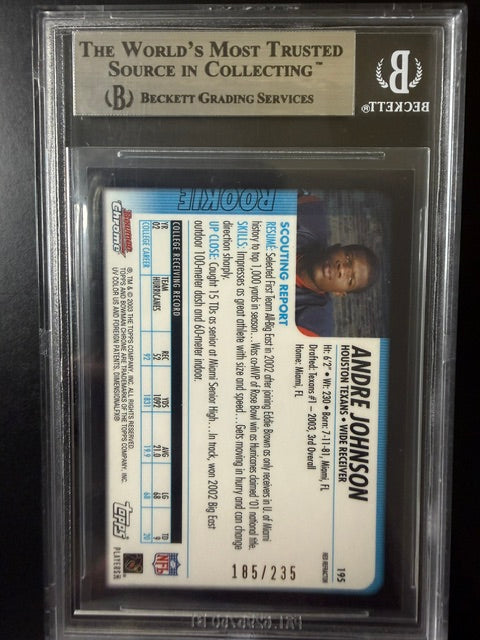 2003 Bowman Chrome Red Refractors Andre Johnson #195 BGS 9