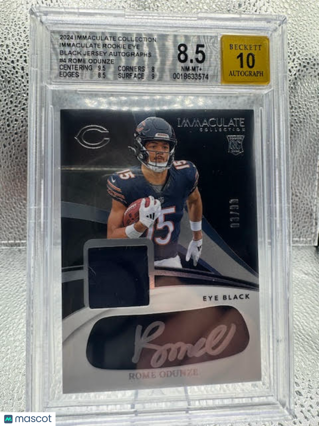 2024 Immaculate - Rome Odunze -  Rookie Eye Black Auto - #4 - BGS 8.5 Auto 10