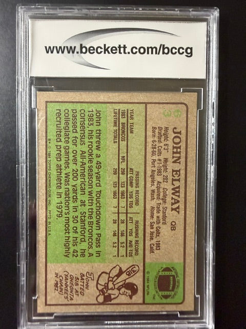 1984 Topps John Elway Rookie #63 BGS 10