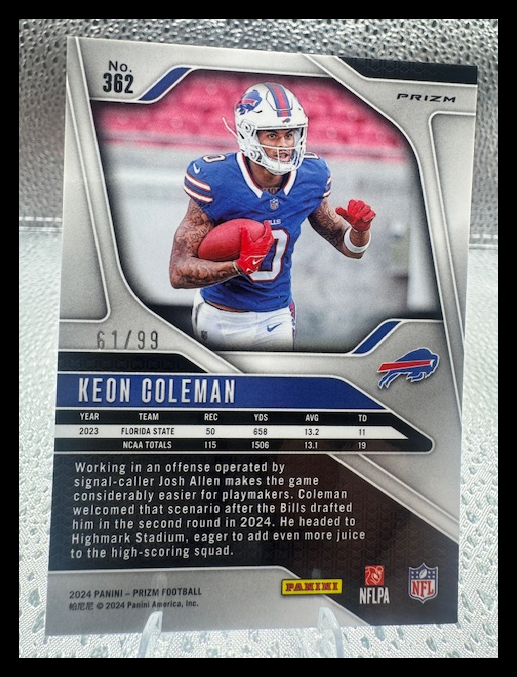 2024Prizm - Keon Coleman - Blue No Huddle /99 - RC Rookie - #362 - COLOR MATCH