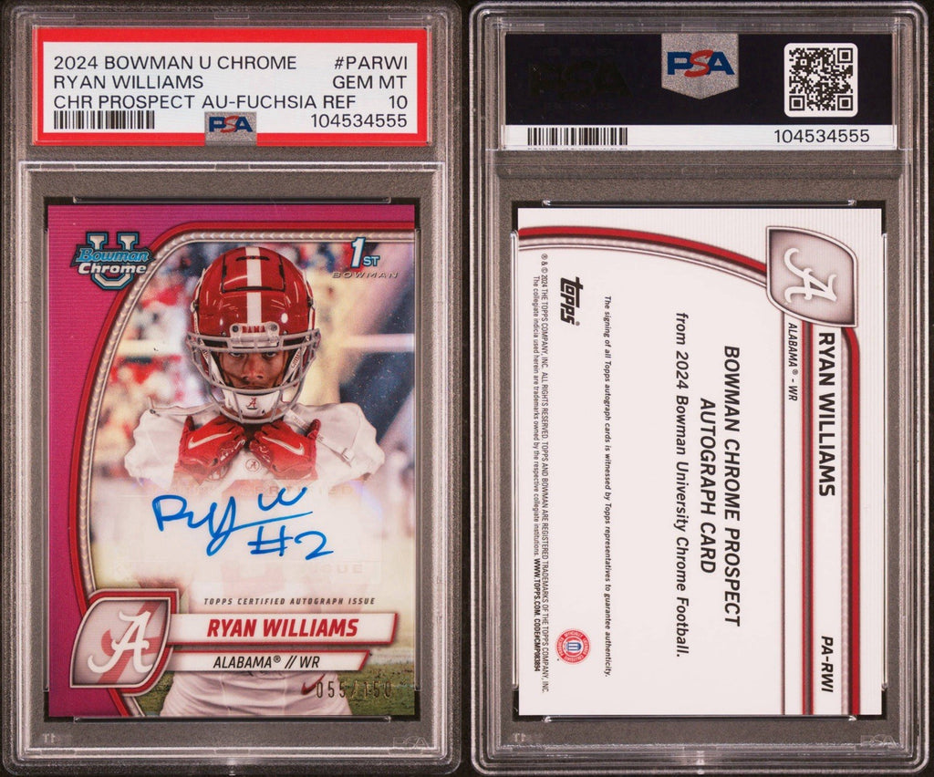 2024 Bowman Chrome -  Ryan Williams - Fuschia 1st Auto /150 - PSA 10 - GEM MINT