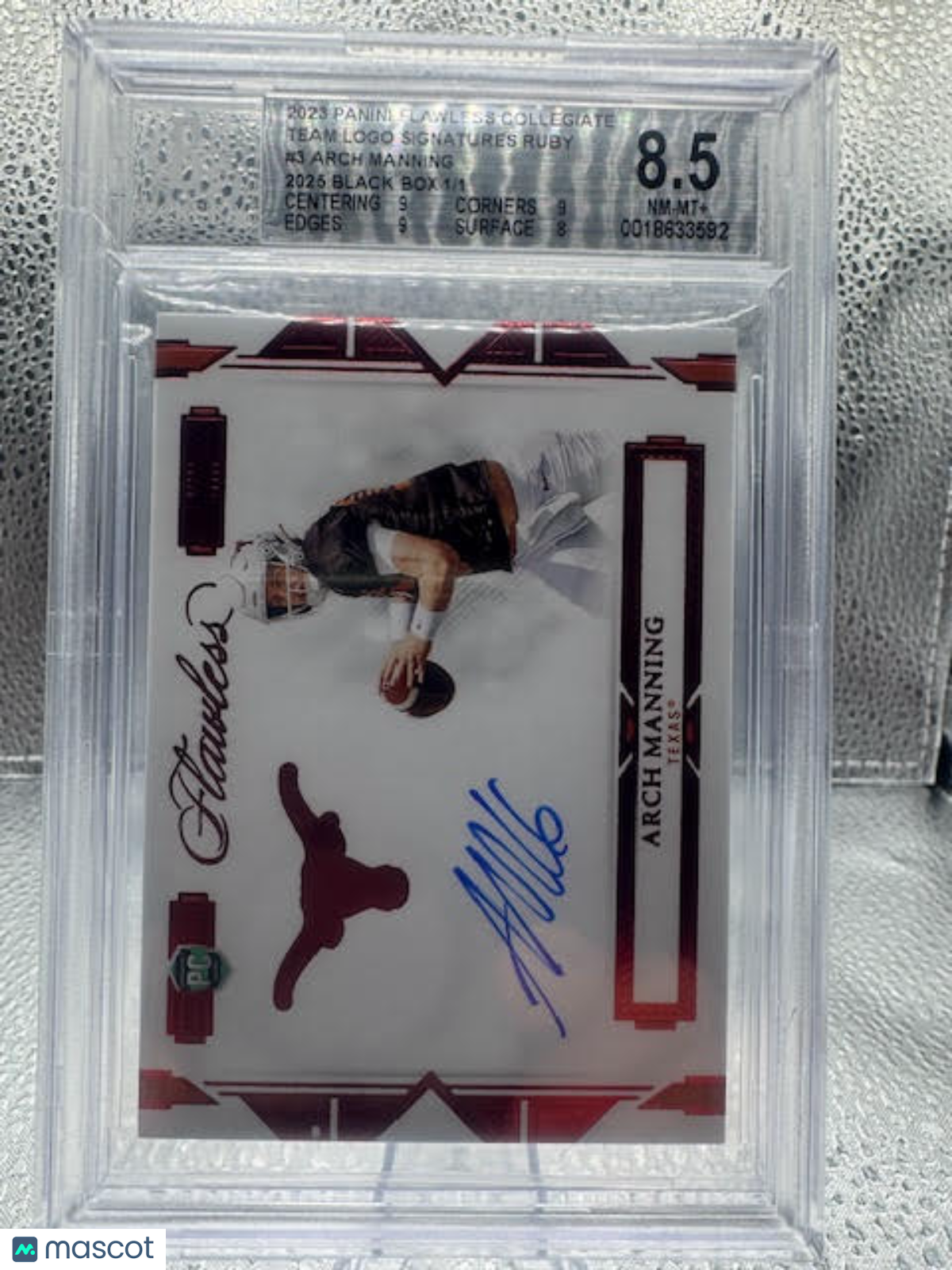 2023 Flawless - Arch Manning - Ruby Signatures 1 of 1 Black Box -#3 - BGS 8.5