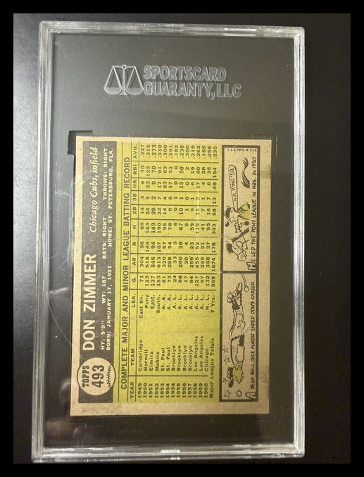 1961 Topps Don Zimmer #493 SGC 6.5