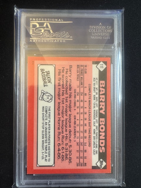1986 Topps Traded Barry Bonds #11T PSA 8