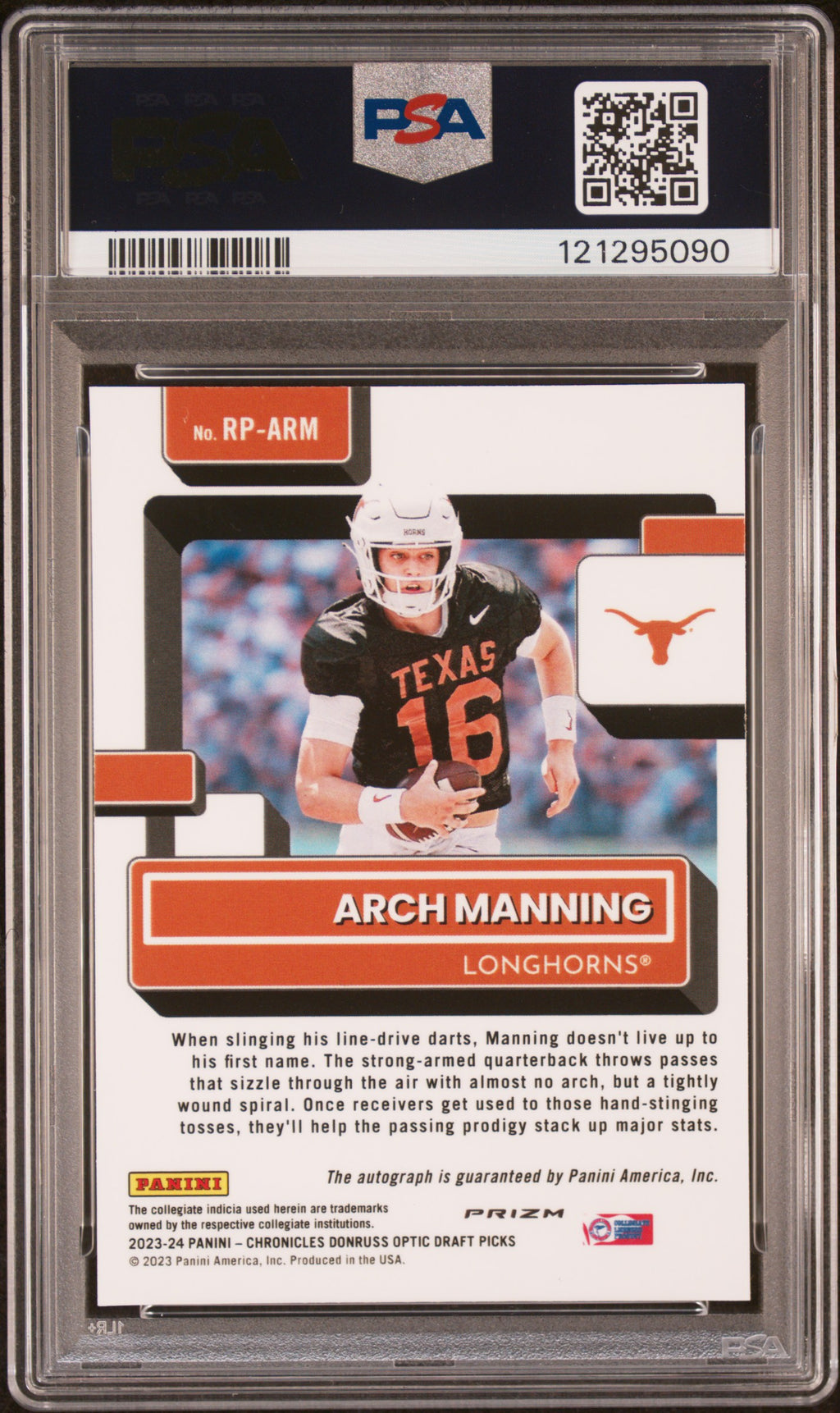 2023 Donruss Optic - Arch Manning - Rated Prospect Auto - #RPARM - PSA 9 Auto 9
