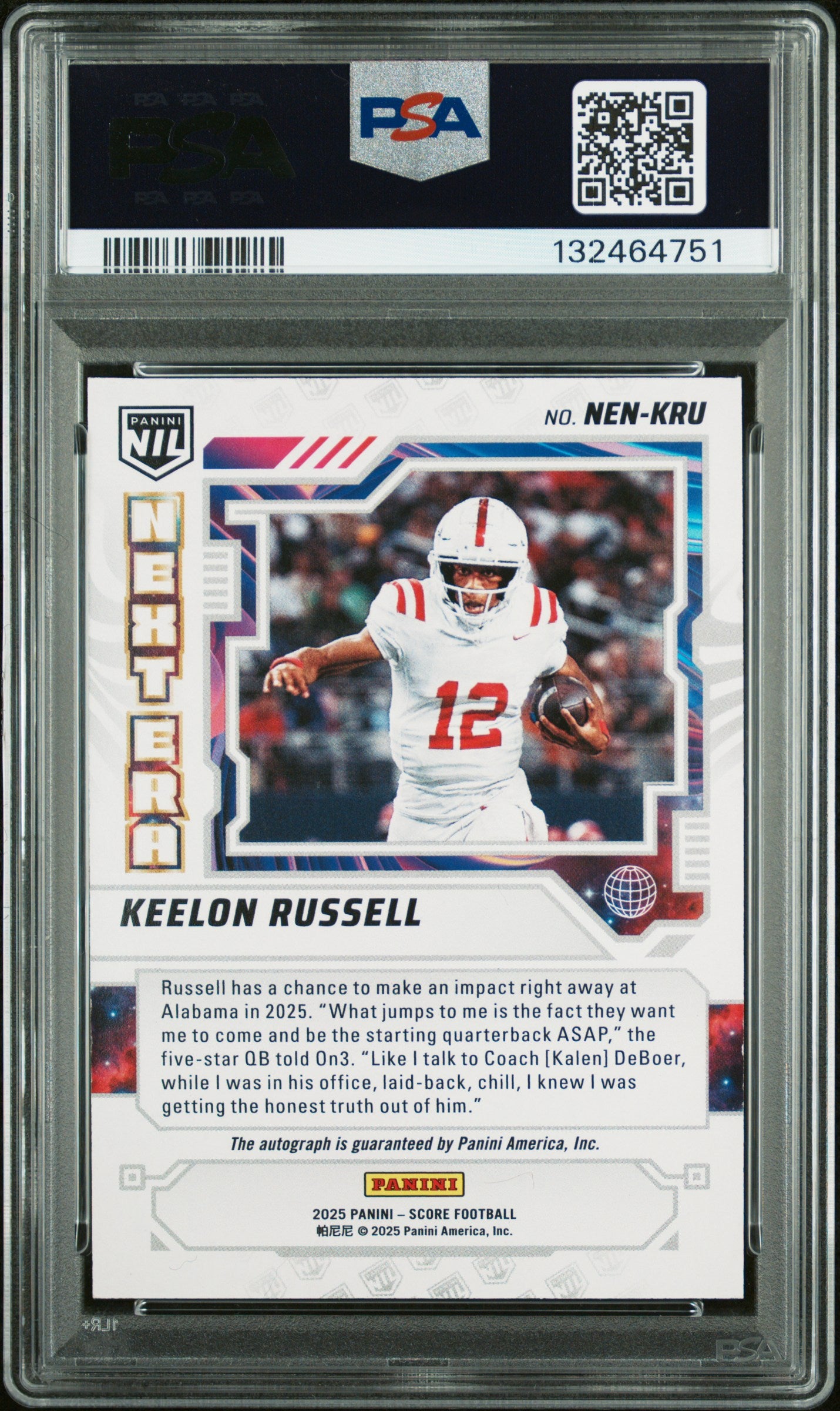2025 Score - Keelon Russell - Next Era Grnd Zero Auto /25 #NENKRU- PSA 8 Auto 10