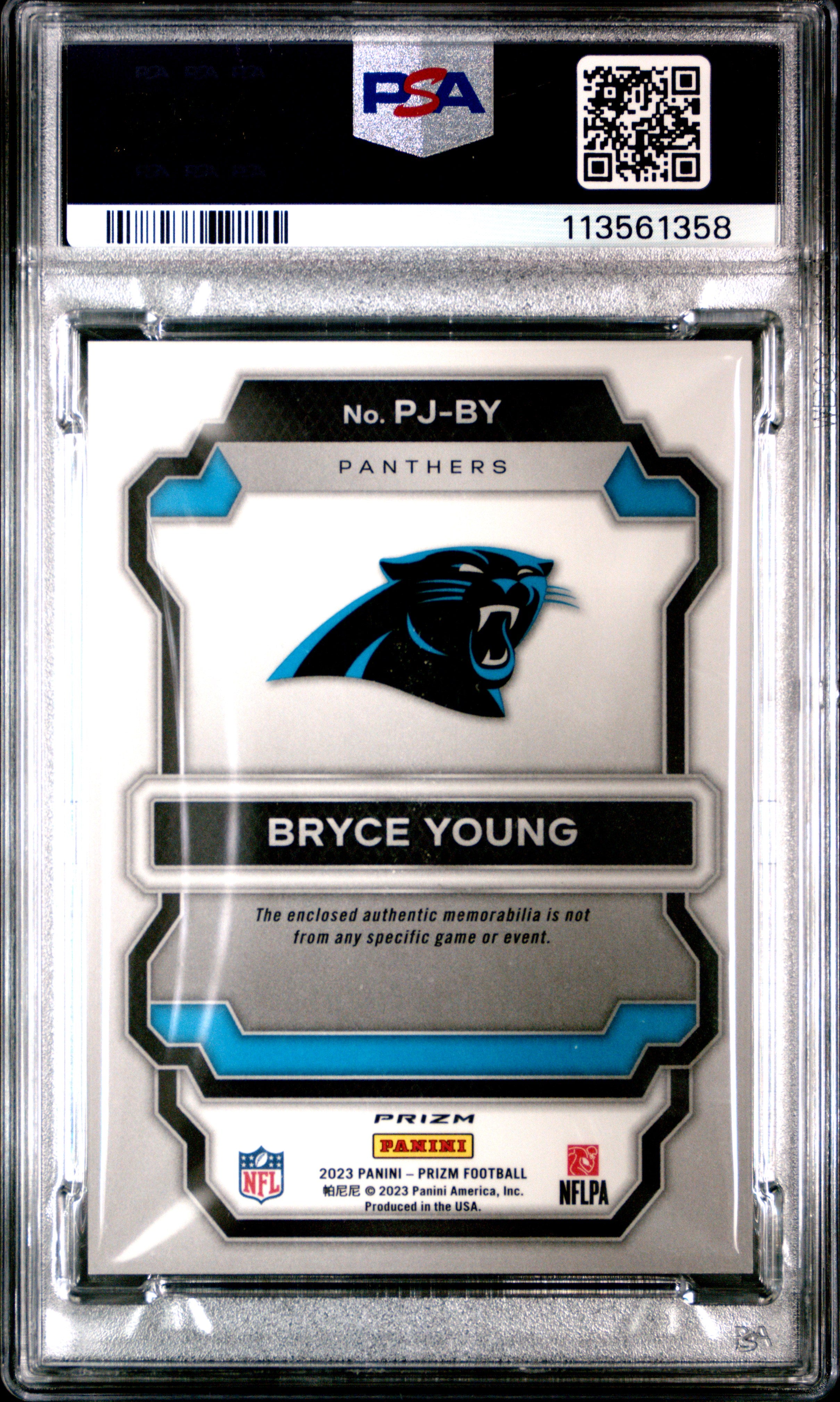 2023 Panini Prizm Premier Jerseys Bryce Young Jsy Purple Pulsar #PJBY PSA 9