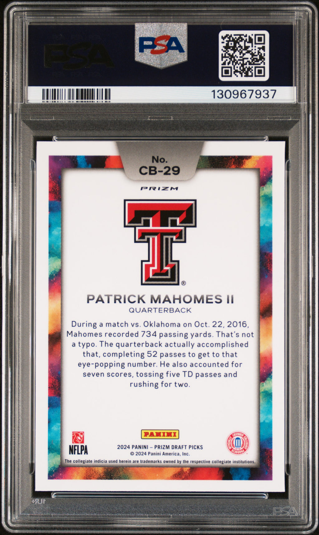 2024 Prizm Draft Picks - Patrick Mahomes II - Black Color Blast-PSA 10- GEM MINT