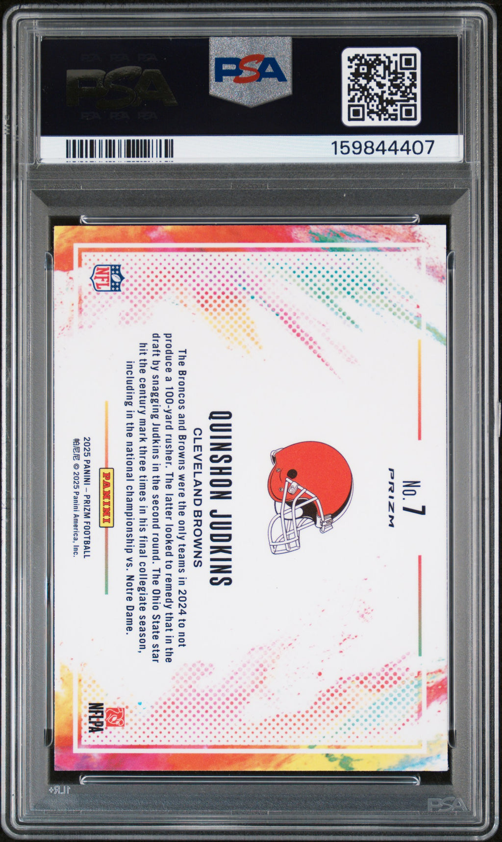 2025 Panini Prizm Color Blast Quinshon Judkins Rookie #7 PSA 9