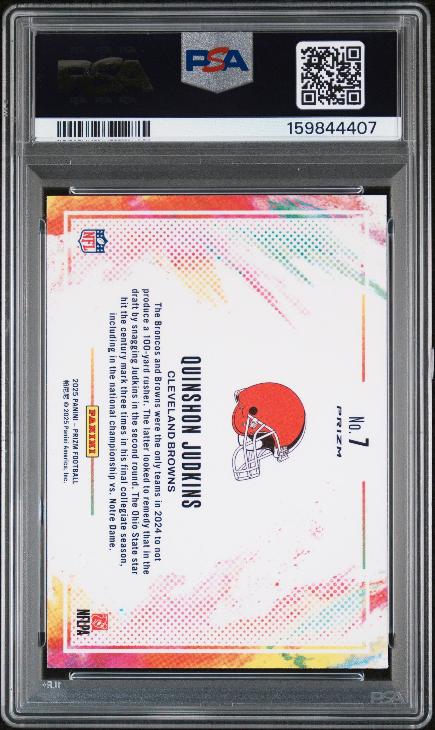 2025 Panini Prizm Color Blast Quinshon Judkins Rookie #7 PSA 9