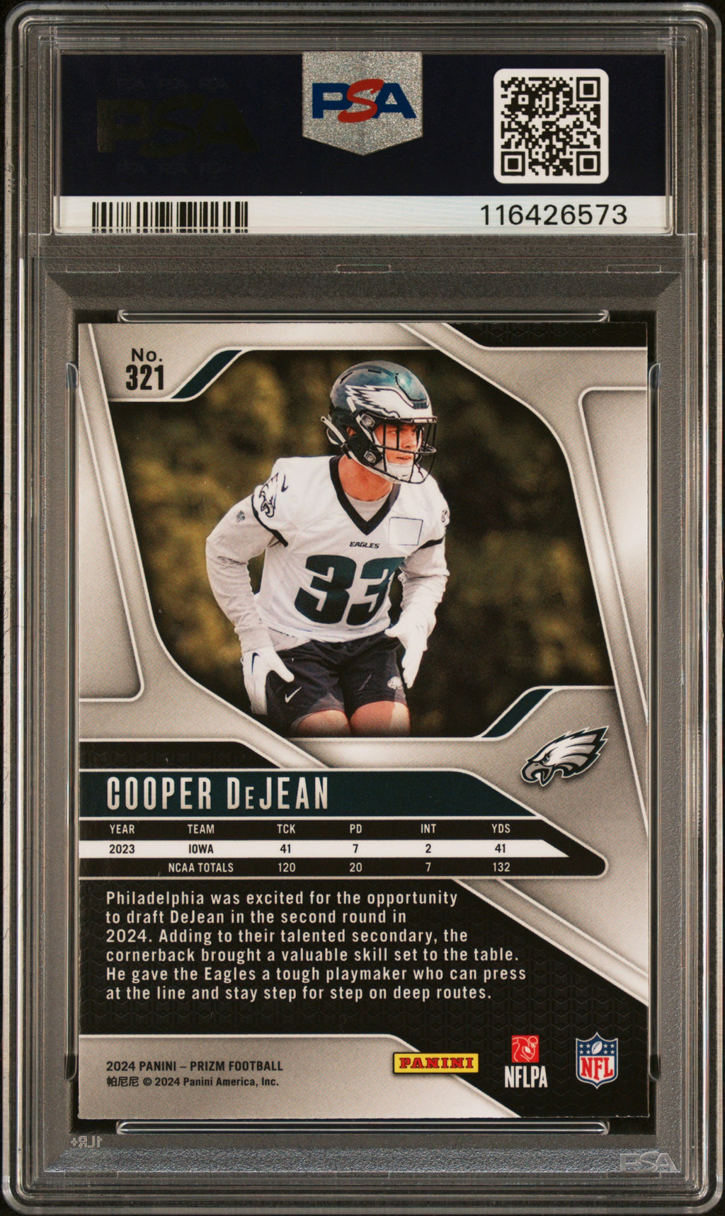 2024 Prizm - Cooper Dejean - RC Rookie - #321 - PSA 10 - GEM MINT