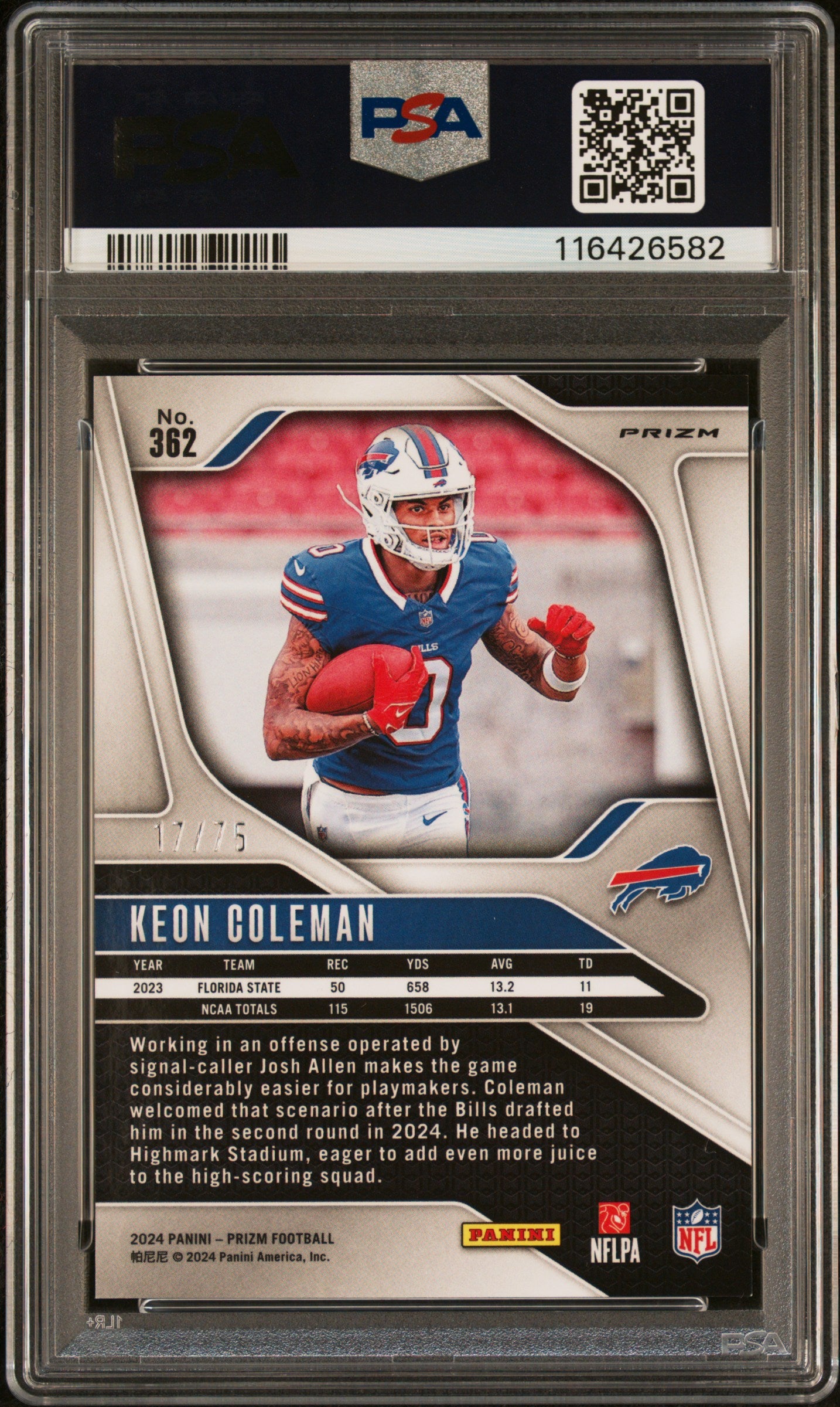2024 Prizm - Keon Coleman - Green Scope /75 - #362 - PSA 9