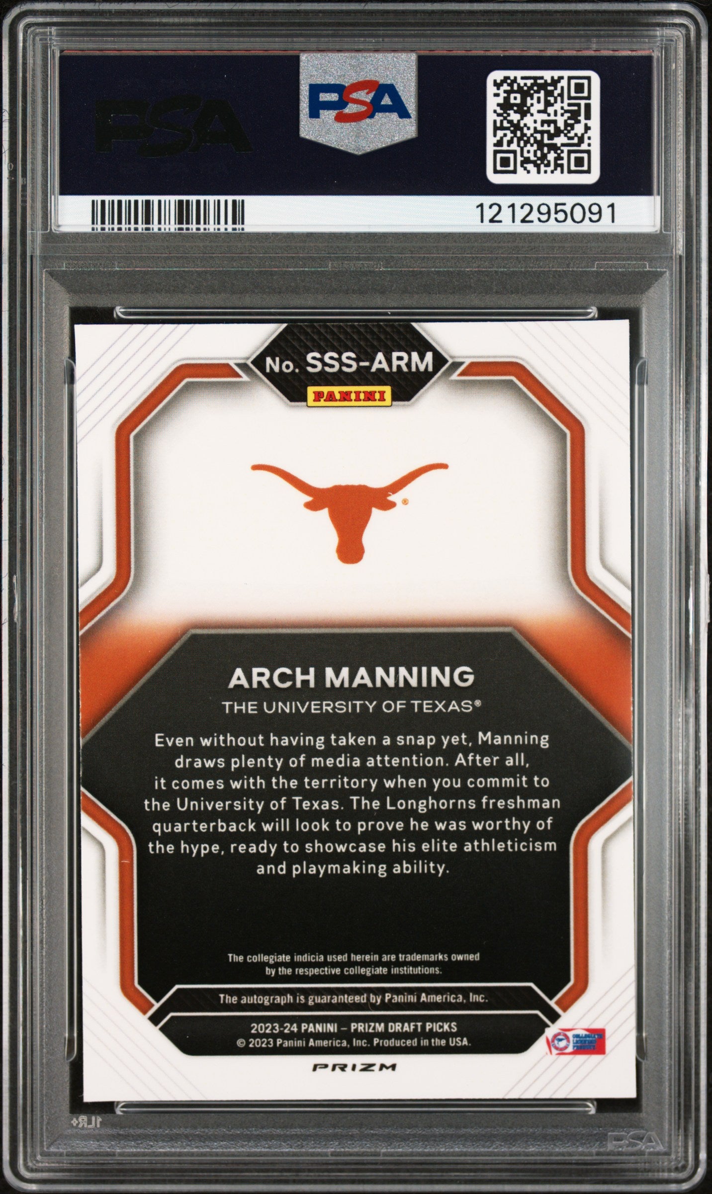 2023 Prizm Draft Picks - Arch Manning - Saturday Star Auto -#ARM - PSA 9 Auto 10