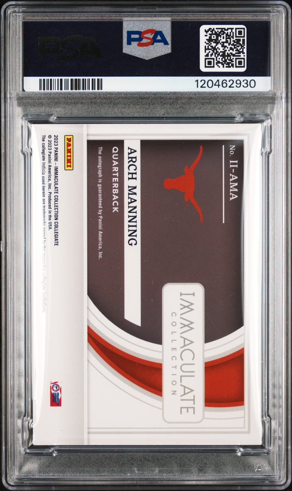 2023 Immaculate - Arch Manning -  Introductions Auto 18/99-#IIAMA- PSA 9 Auto 10