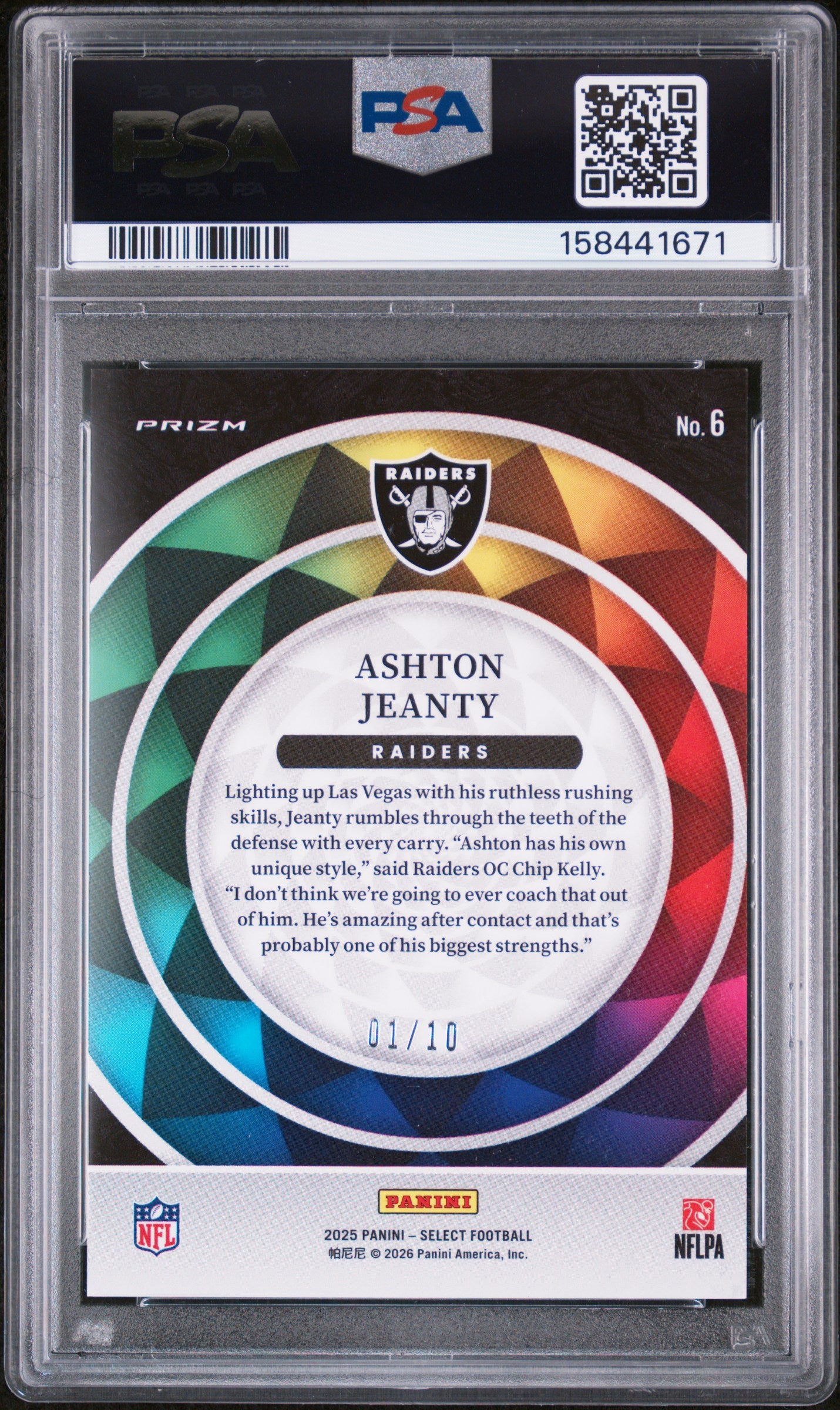 2025 Panini Select Color Wheel Ashton Jeanty Gold Prizm #6 PSA 10
