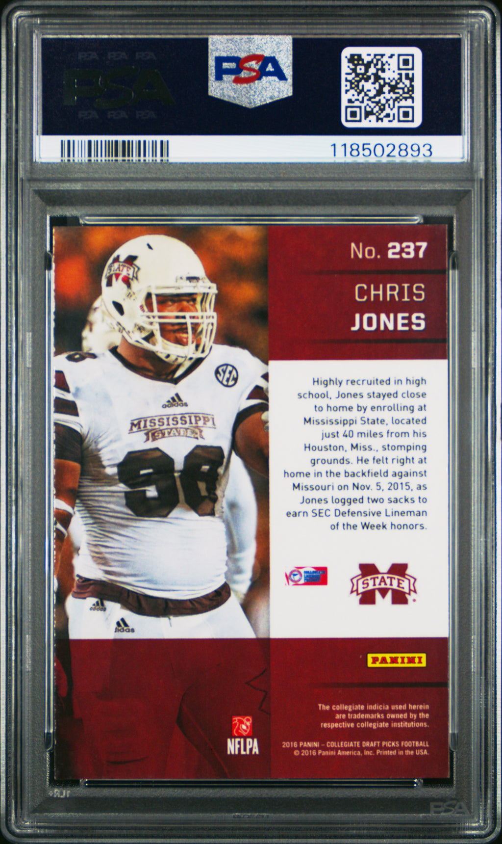 2016 Prizm Draft Picks - Chris Jones - #237 - PSA 8