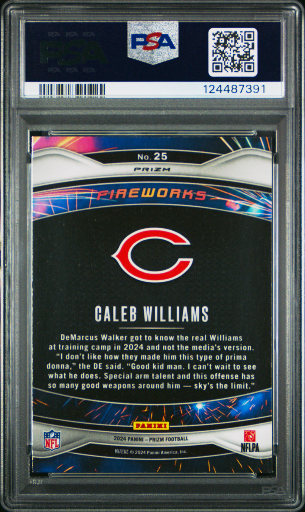 2024 Prizm - Caleb Williams - Fireworks No Huddle - #25 - PSA 9