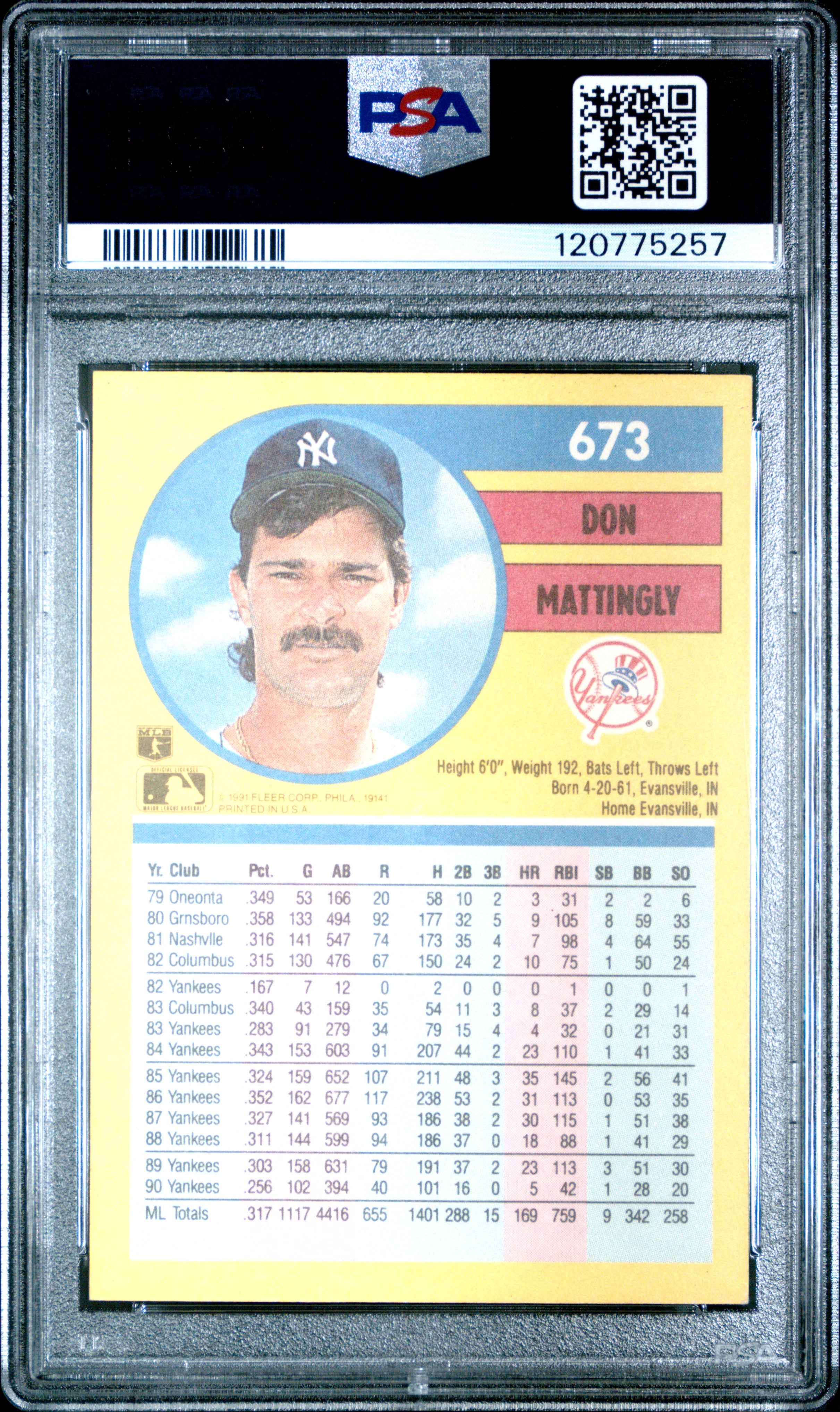 1991 Fleer Don Mattingly #673 PSA 9