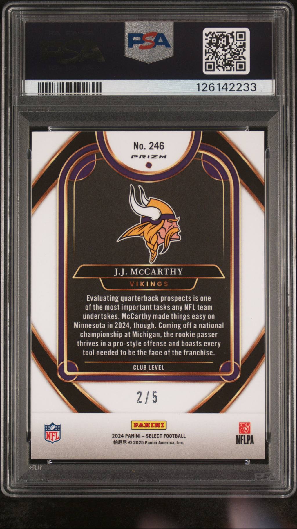 2024 Select - JJ Mccarthy - Green Disco /5 - #246 PSA 9