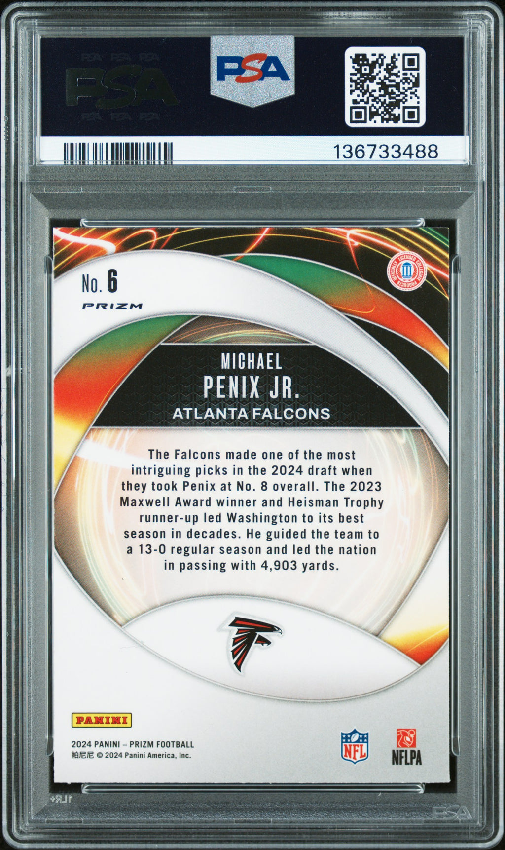 2023 Prizm - Michael Penix Jr. - Portals No Huddle Disco - RC Rookie - PSA 9