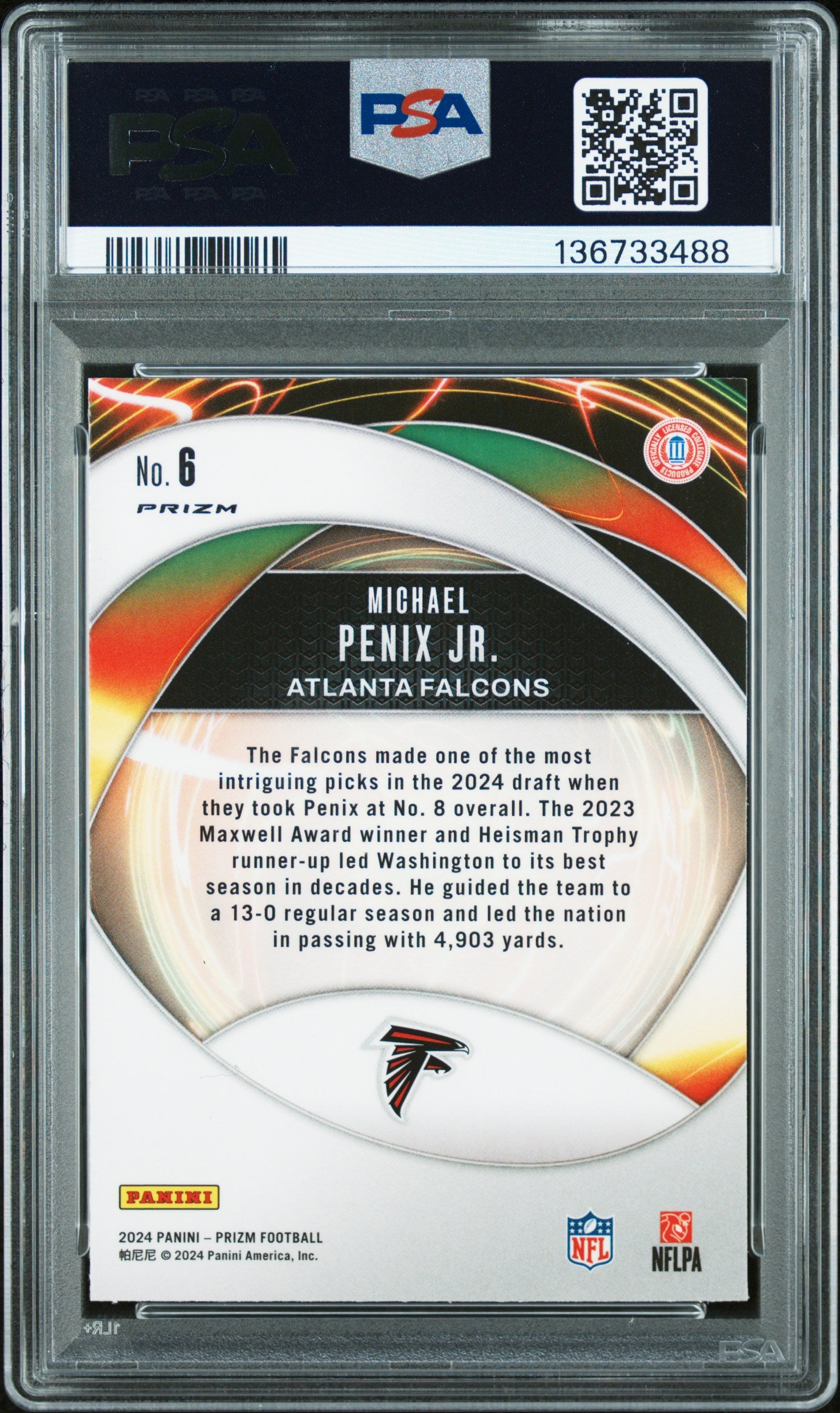 2023 Prizm - Michael Penix Jr. - Portals No Huddle Disco - RC Rookie - PSA 9
