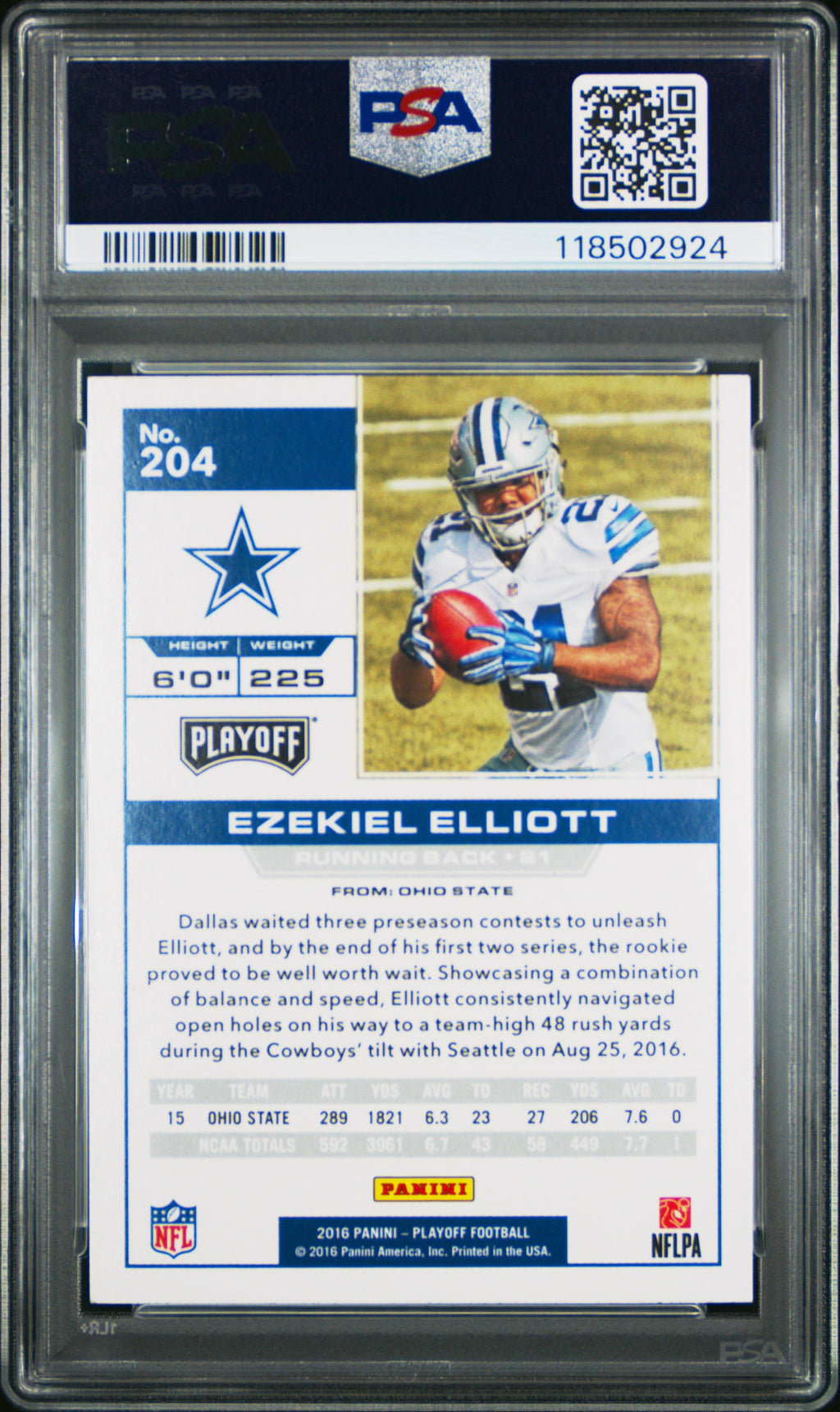 2016 Playoff - Ezekiel Elliott - RC - Rookie - #204 - PSA 8