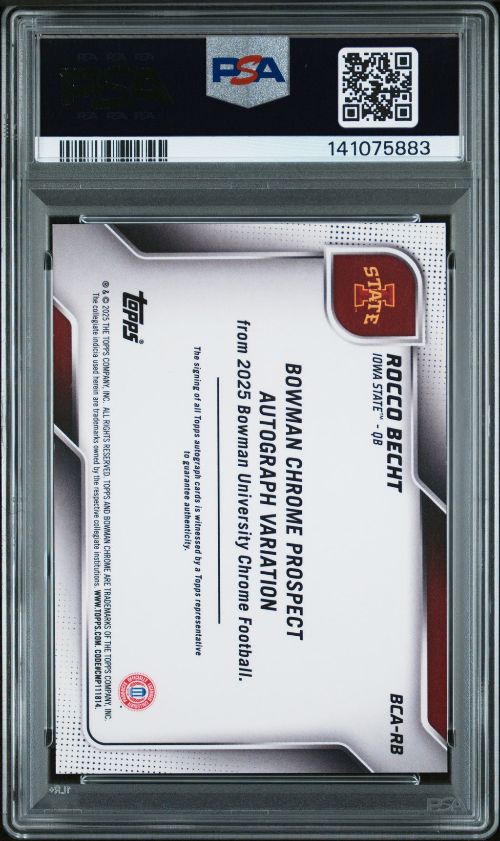 2025 Bowman Chrome - Rocco Becht - Gold Refractor Auto /50 - PSA 10 Auto 10