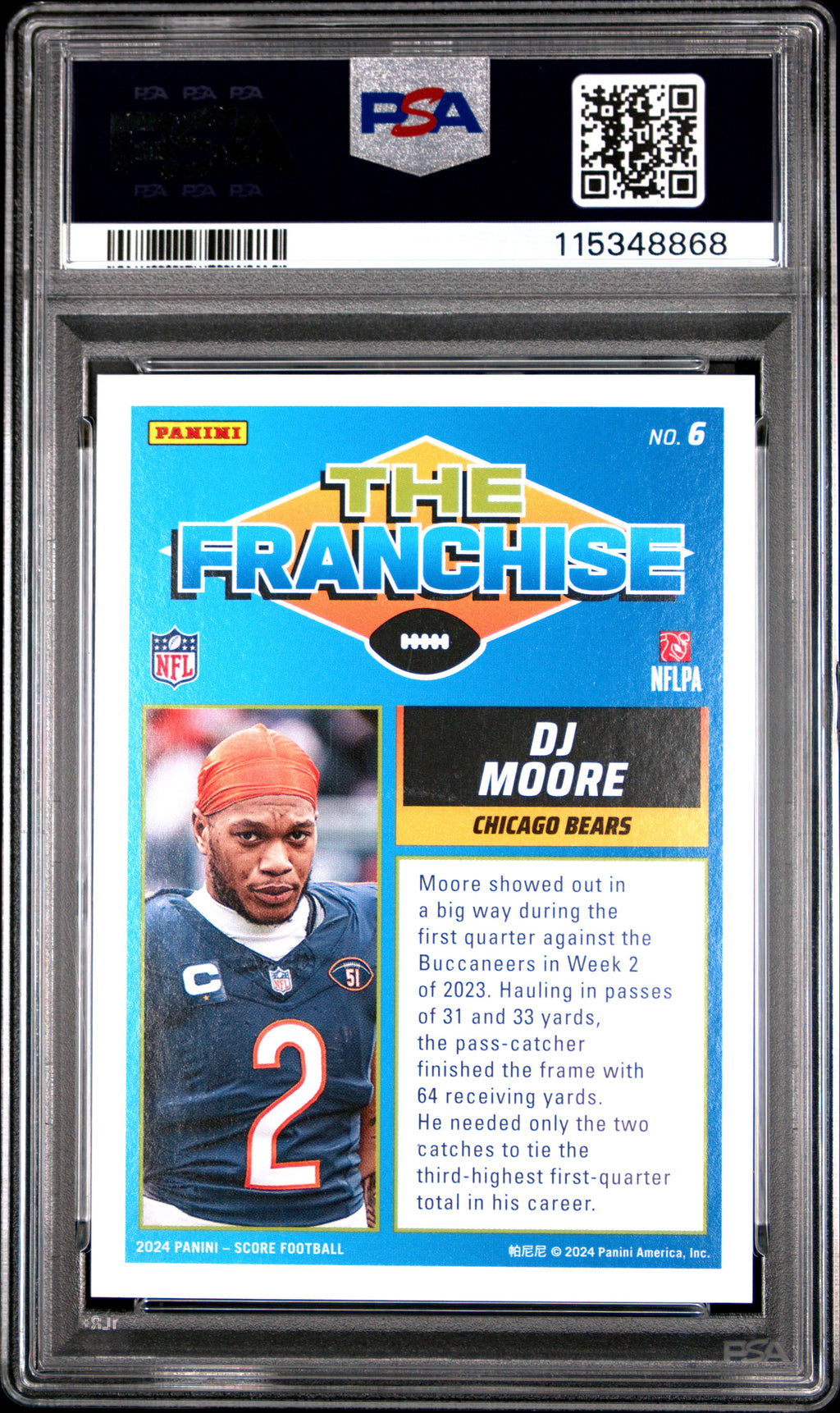 2024 Score - DJ Moore - The Franchise Artist's Proof 03/35 - #6- PSA 10-GEM Rate