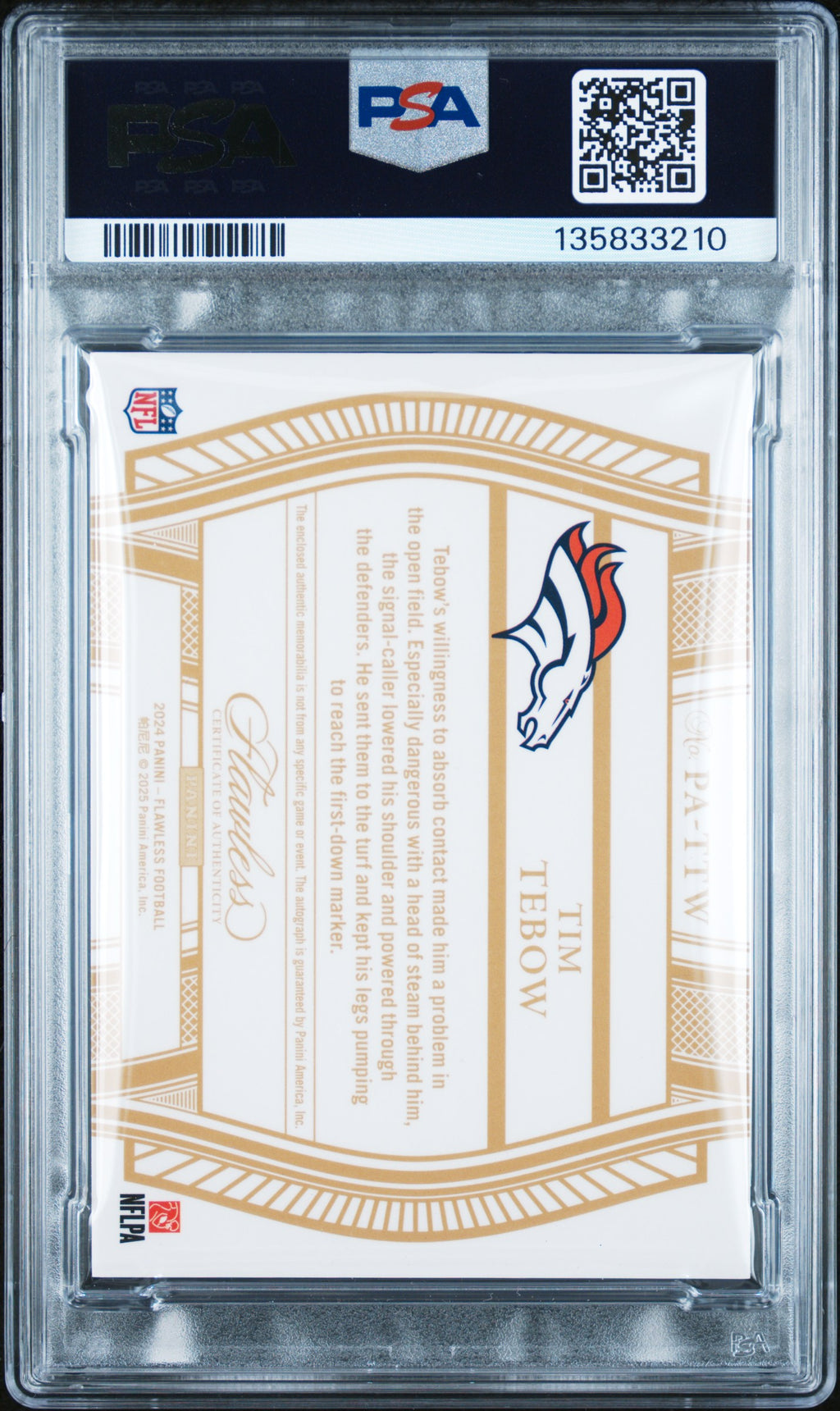 2024 Flawless - Tim Tebow - Patch Auto /20 - PSA 9