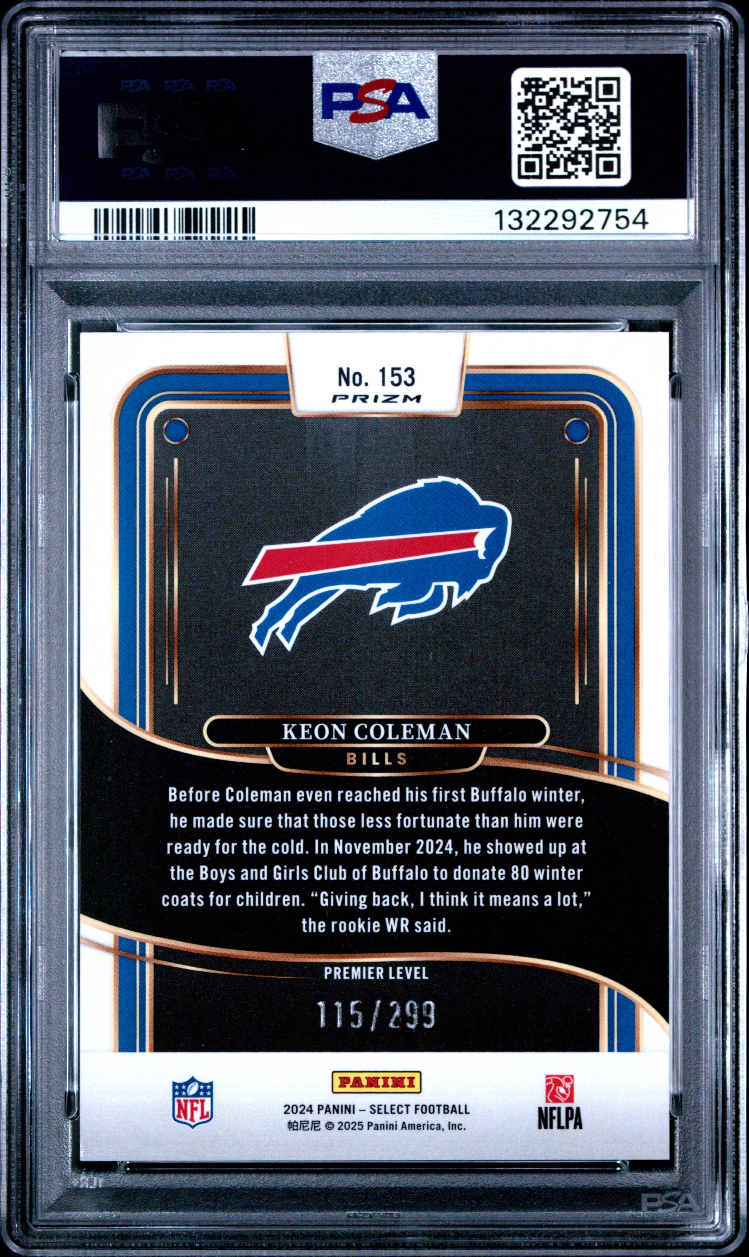 2024 Select - Keon Coleman - Copper Shock #153 - PSA 9