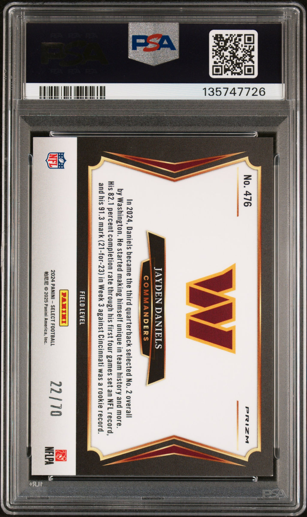 2024 Select - Jayden Daniels - Dragon Scale /70 #476 - PSA 9