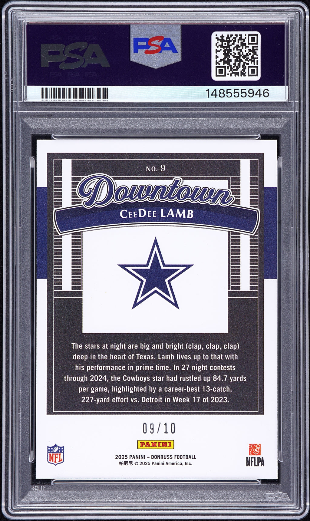 2025 Donruss - CeeDee Lamb - Downtown Gold /10 #8 - PSA 9