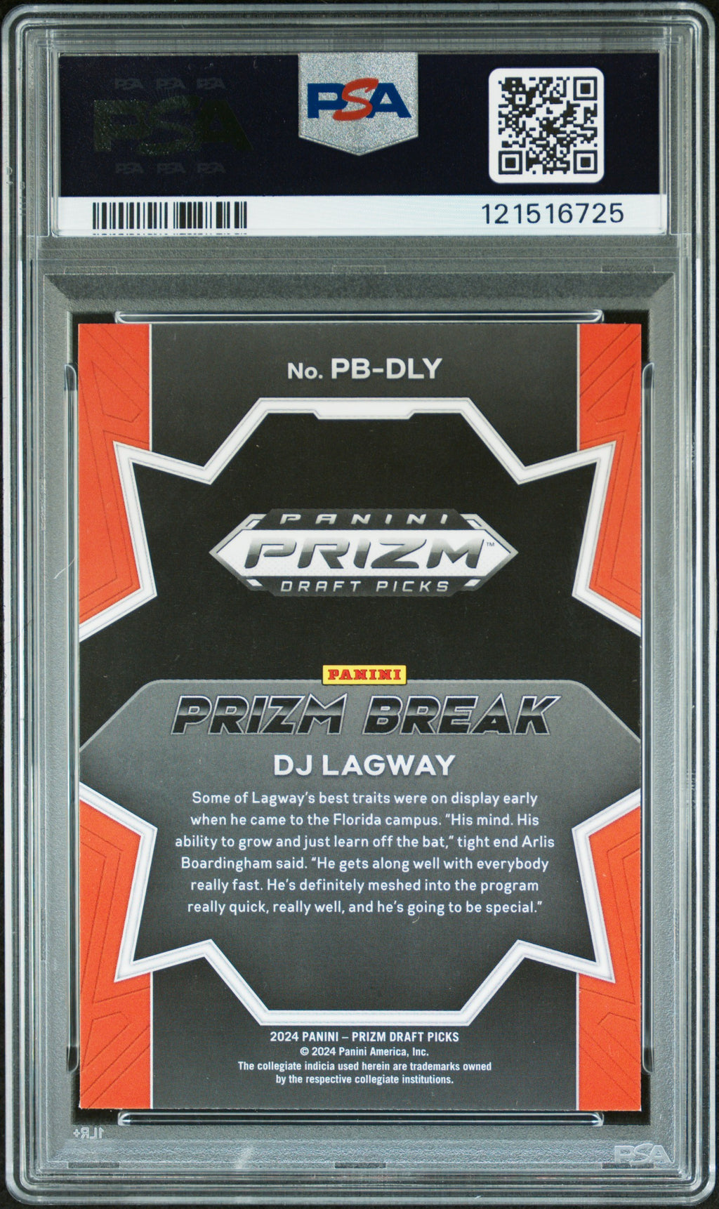 2024 Prizm Draft Picks -  DJ Lagway - Prizm Break #PBDLY - PSA 10 GEM MINT