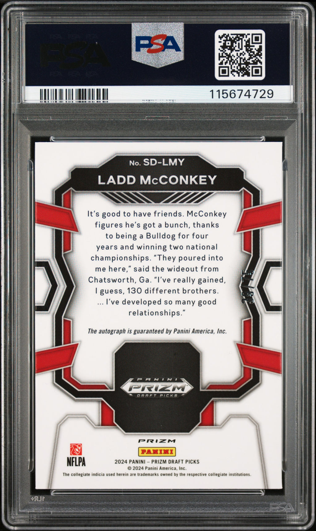 2024 Prizm Draft Picks - Ladd McConkey - Blue Ice  Signing Day /75 - PSA 10