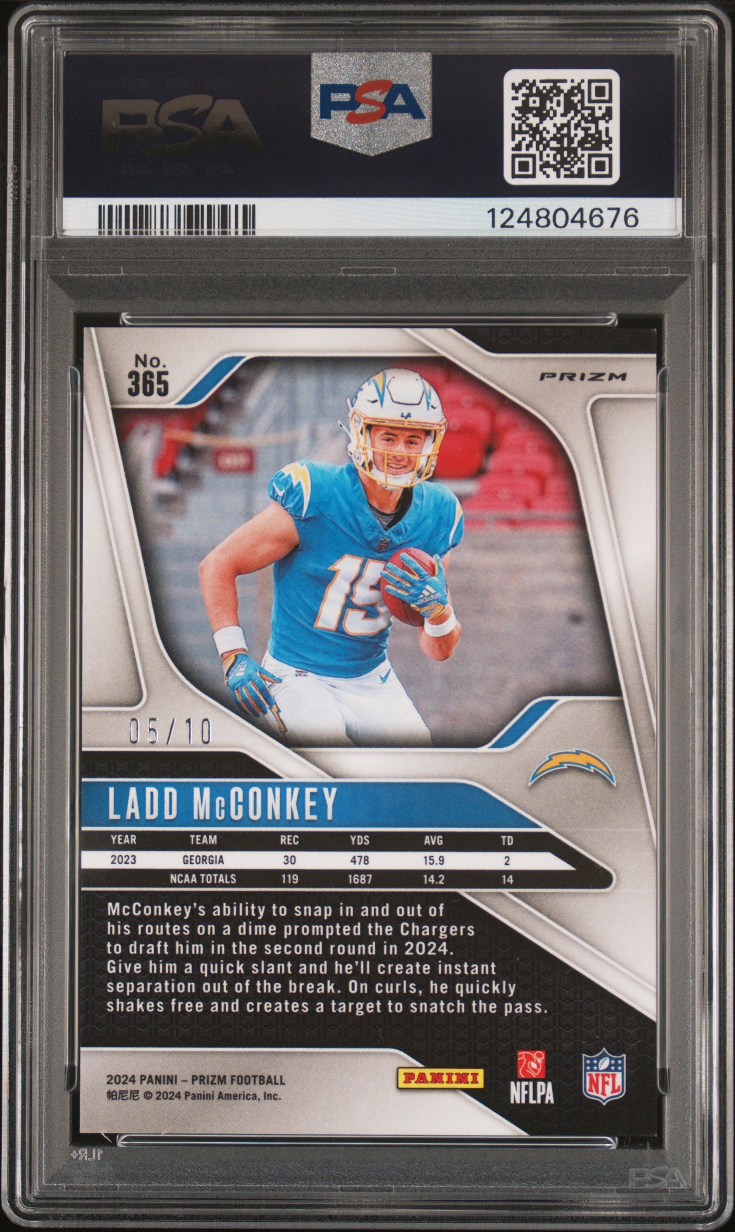 2024 Prizm - Ladd Mcconkey - Gold Wave 5/10 - #365 - PSA 9