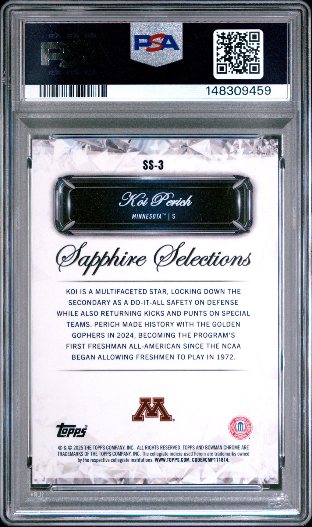 2025 Bowman Sapphire -  Koi Perich Orange Refractor /25 #3 - PSA 10