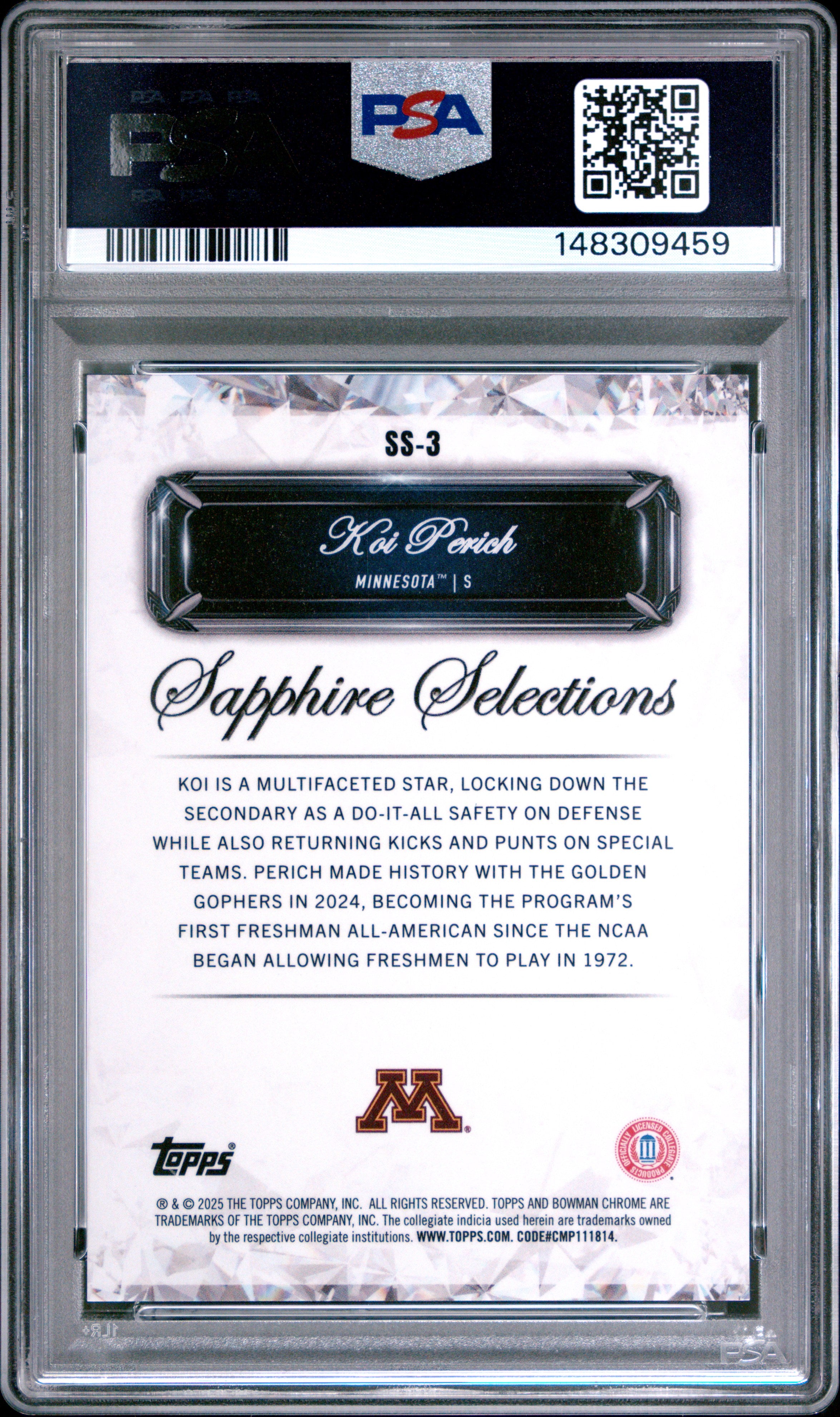 2025 Bowman Sapphire -  Koi Perich Orange Refractor /25 #3 - PSA 10