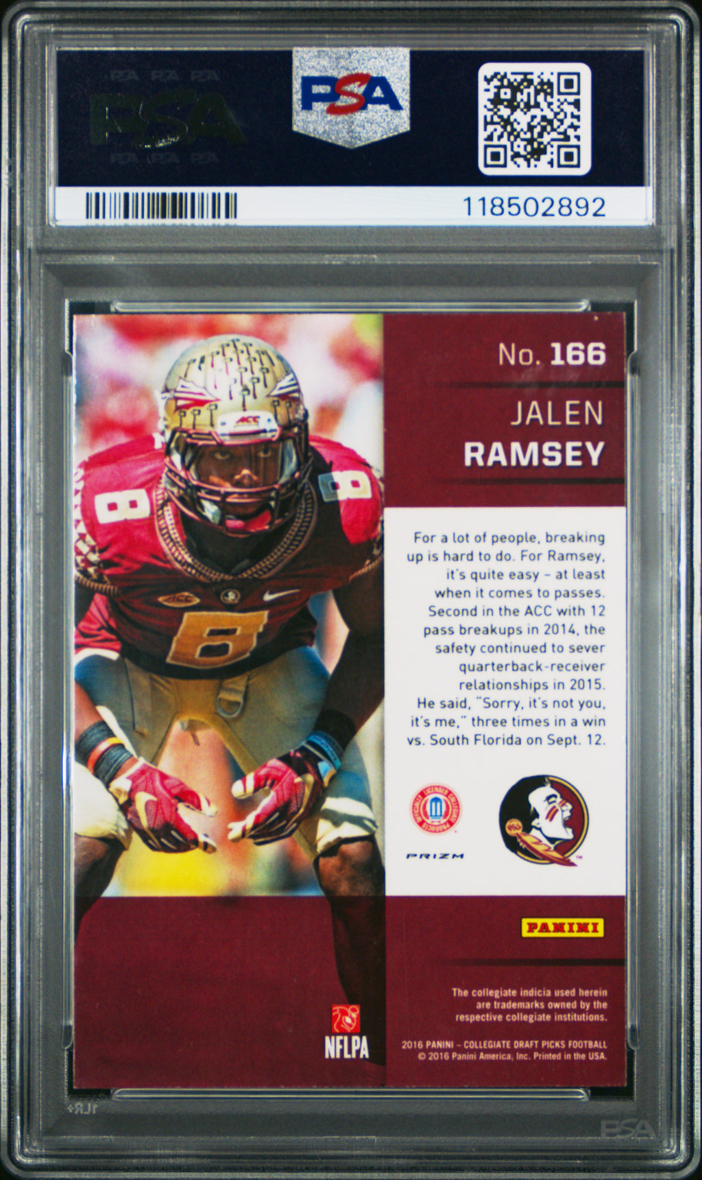 2016 Prizm Draft Picks - Jalen Ramsey - Red Prizm #166 - RC Rookie - PSA 9