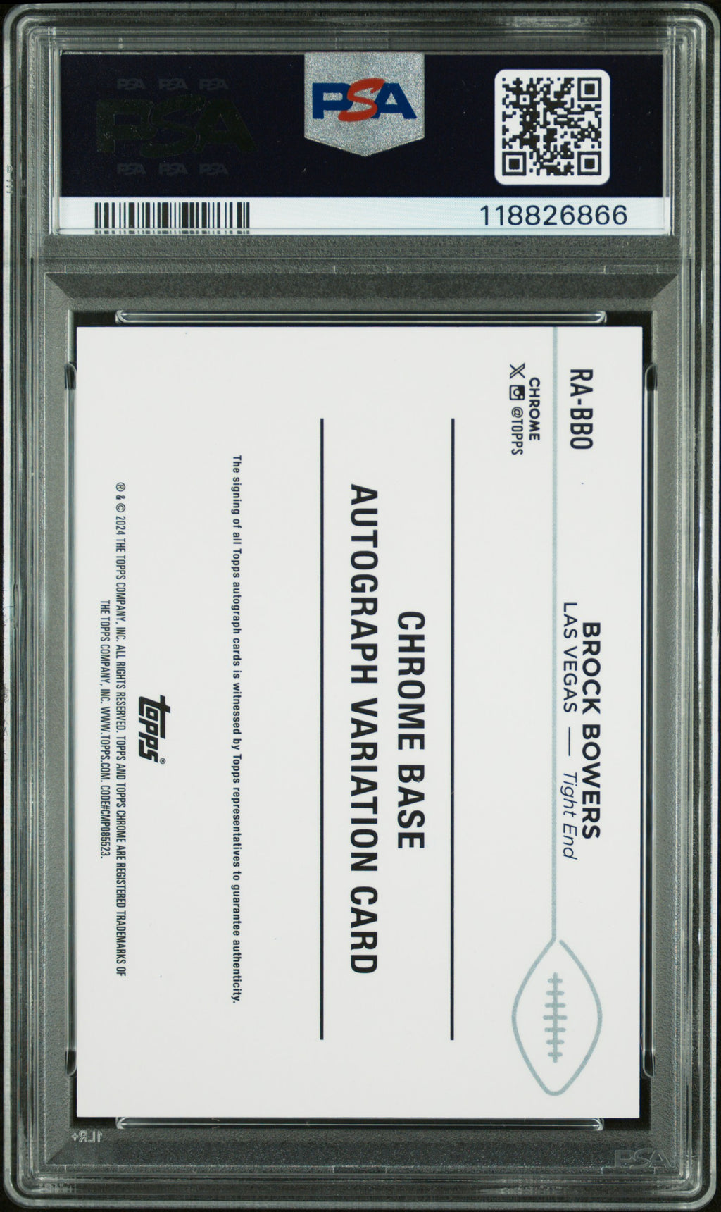 2024 Topps Chrome - Brock Bowers - Gold Refractor Auto 50/50 - PSA 9 Auto 10