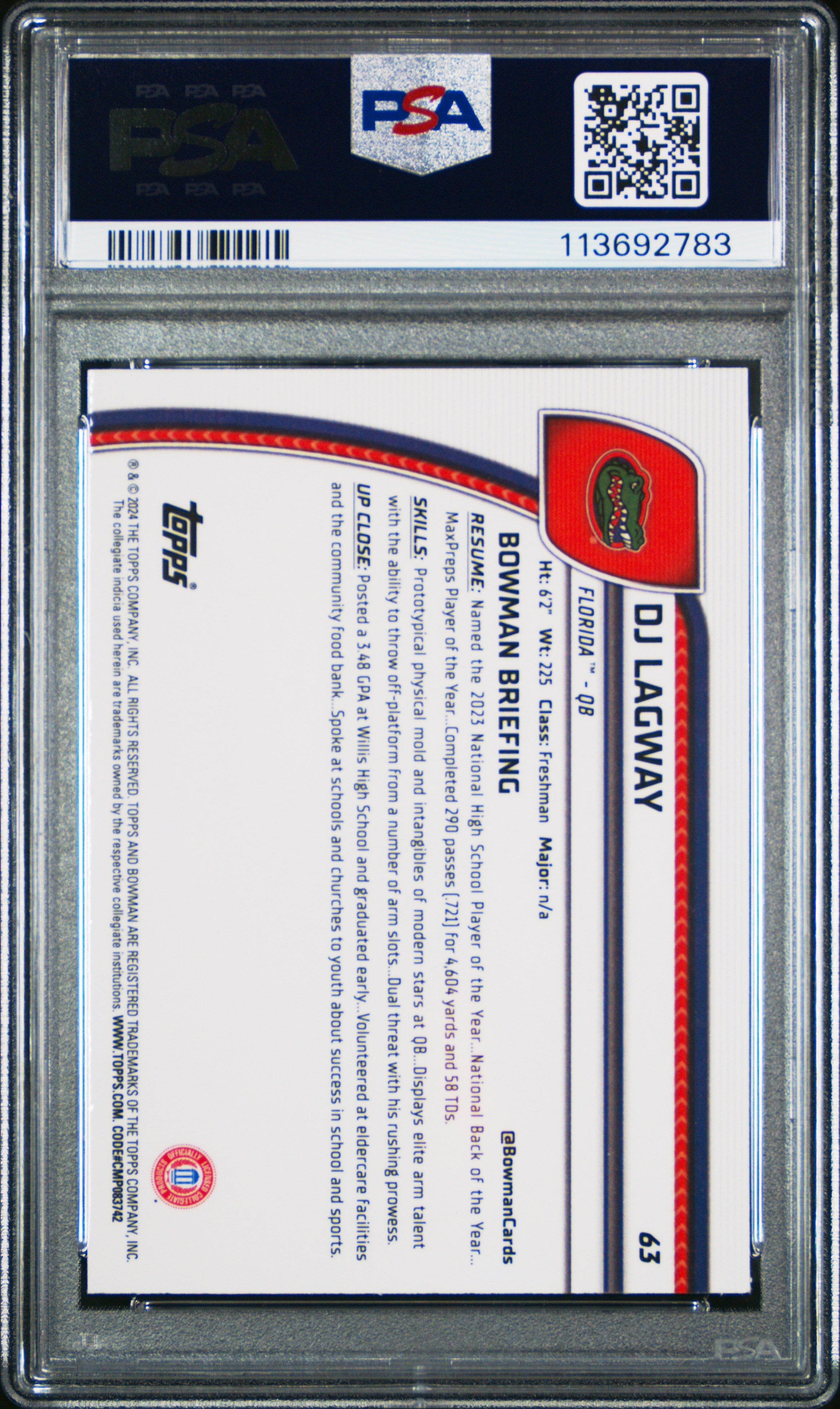 2024 Bowman Sapphire - DJ Lagway - 1st - PSA 10 - #63