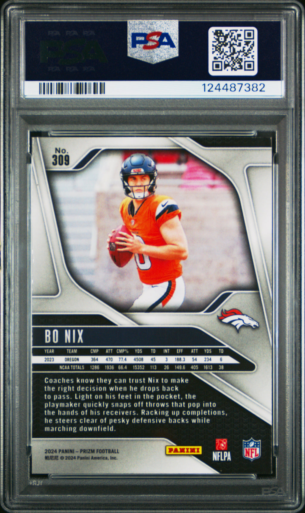 2024 Prizm - Bo Nix -  #309 - RC - Rookie -PSA 9