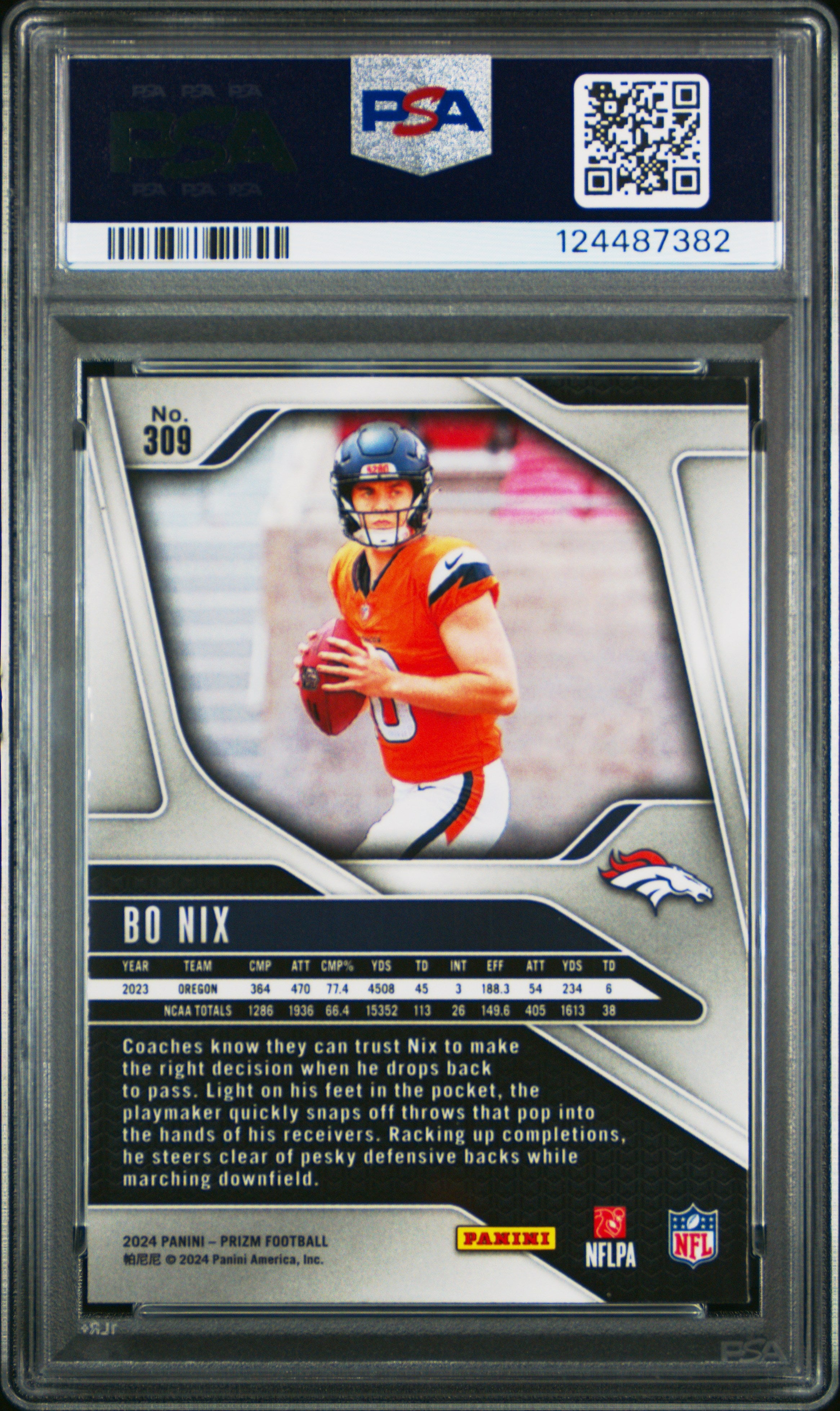 2024 Prizm - Bo Nix -  #309 - RC - Rookie -PSA 9