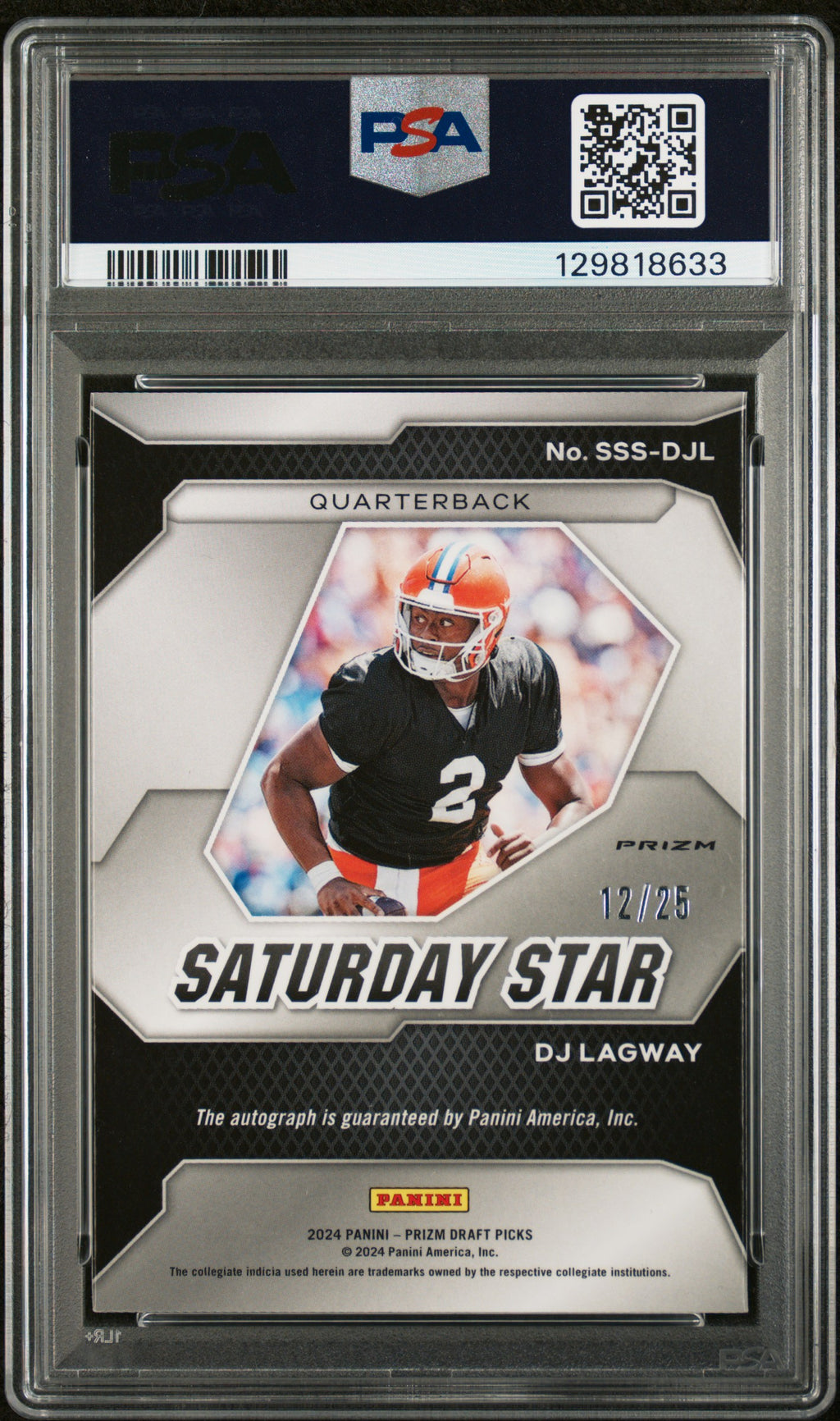 2024 Prizm Draft Picks - DJ Lagway - Mojo Auto /25 - PSA 9 Auto 10