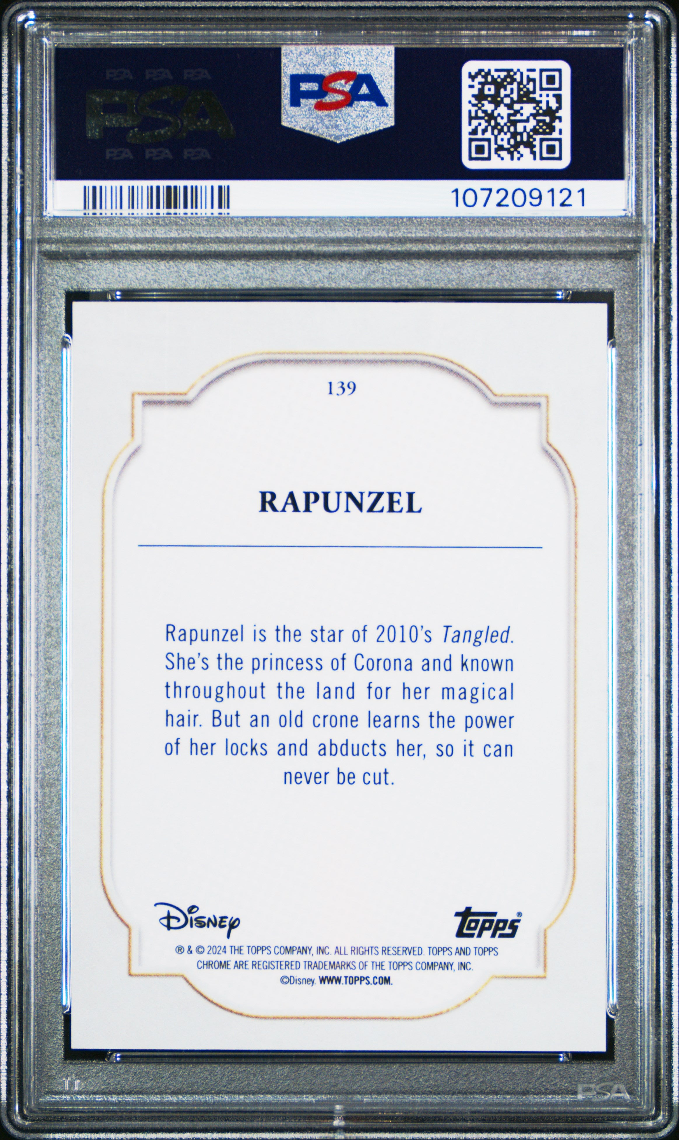 2024 Topps Chrome Disney-  Rapunzel- Orange Refractor /25 #139 -PSA 10-GEM MINT