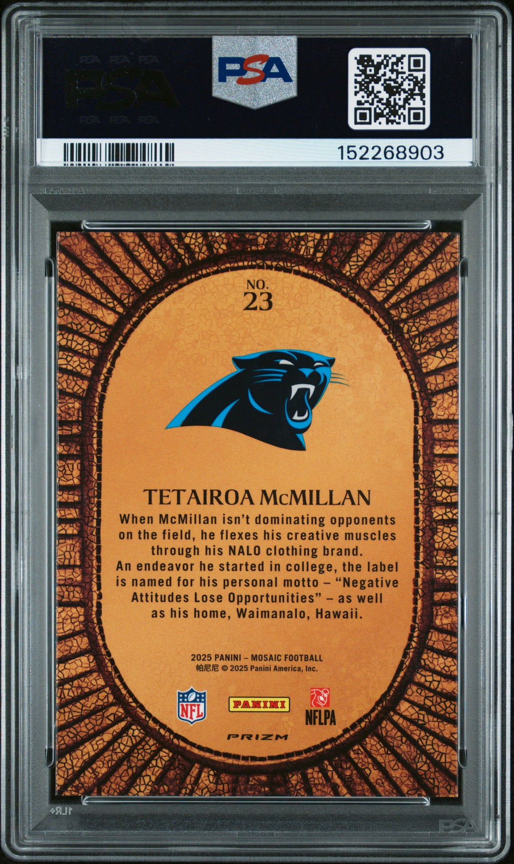 2025 Mosaic - Tetairoa McMillan - Micro Mosaic #23 - PSA 10 GEM MINT