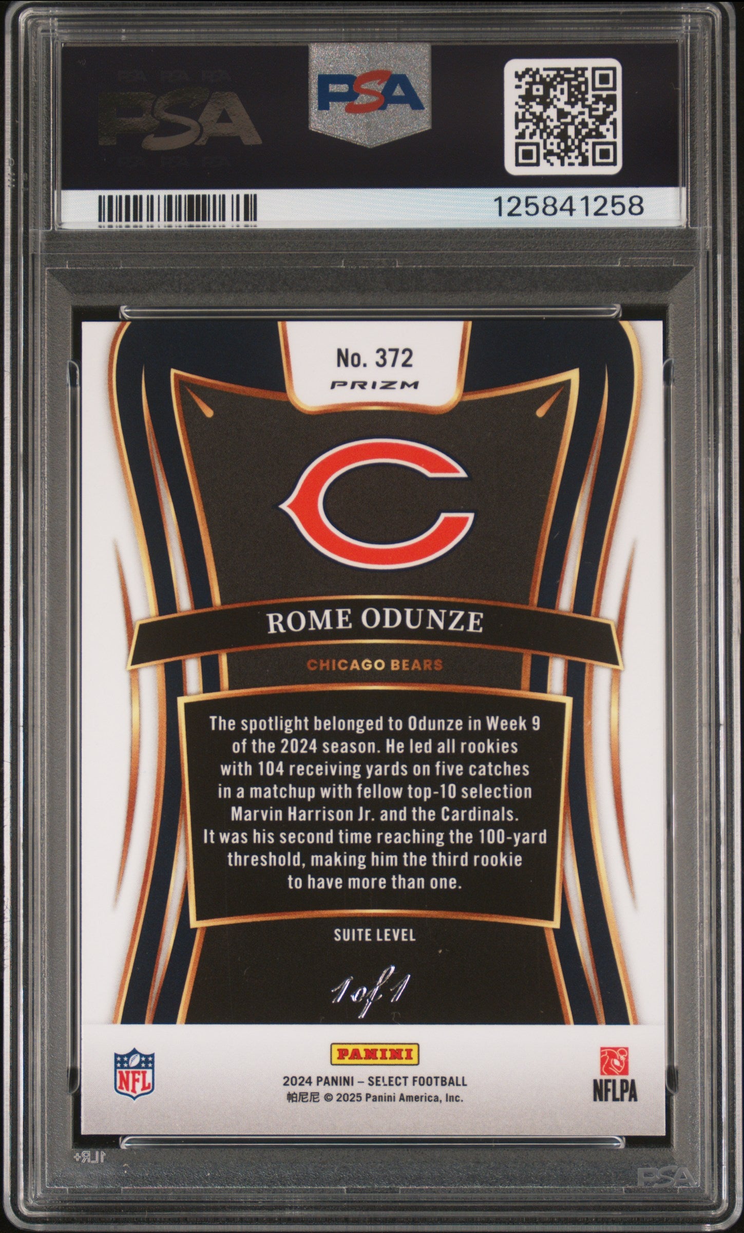 2024 Select - Rome Odunze - Black Disco 1/1 - RC - Rookie - PSA 10 - GEM MINT