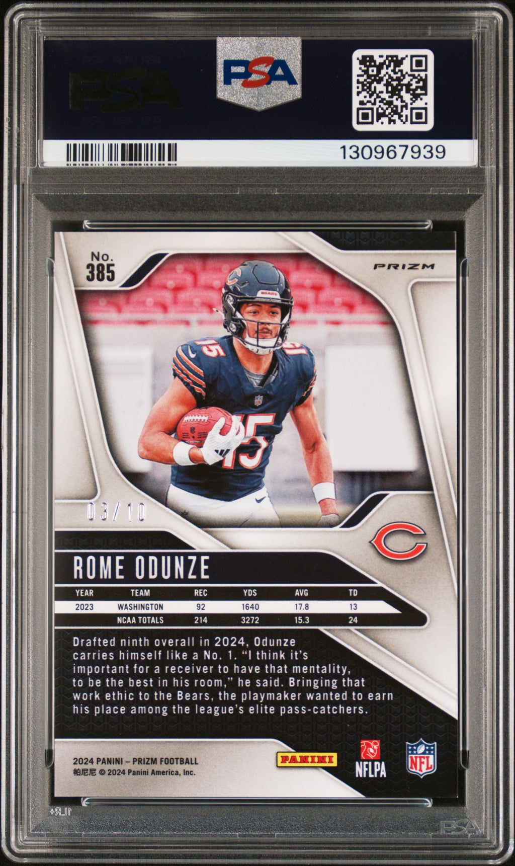2024 Prizm - Rome  Odunze - Gold Prizm /10 - #385 - PSA 8
