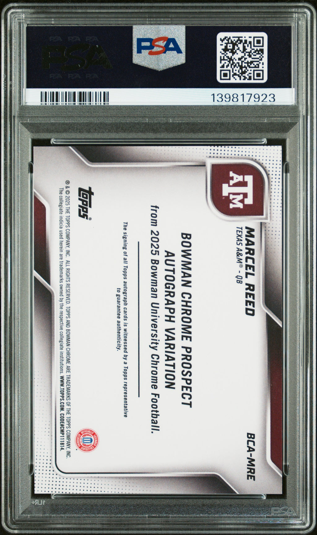 2025 Bowman Chrome - Marcel Reed - Red Shimmer Auto /5 #MRE - PSA 8 Auto 10